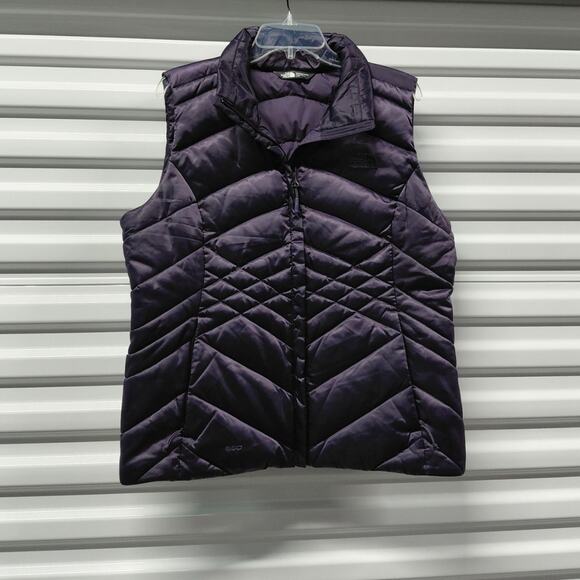 The North Face Womens 550 Down Puffer Vest Sz Large Purple Quilted Zip Jacket - Picture 2 of 9